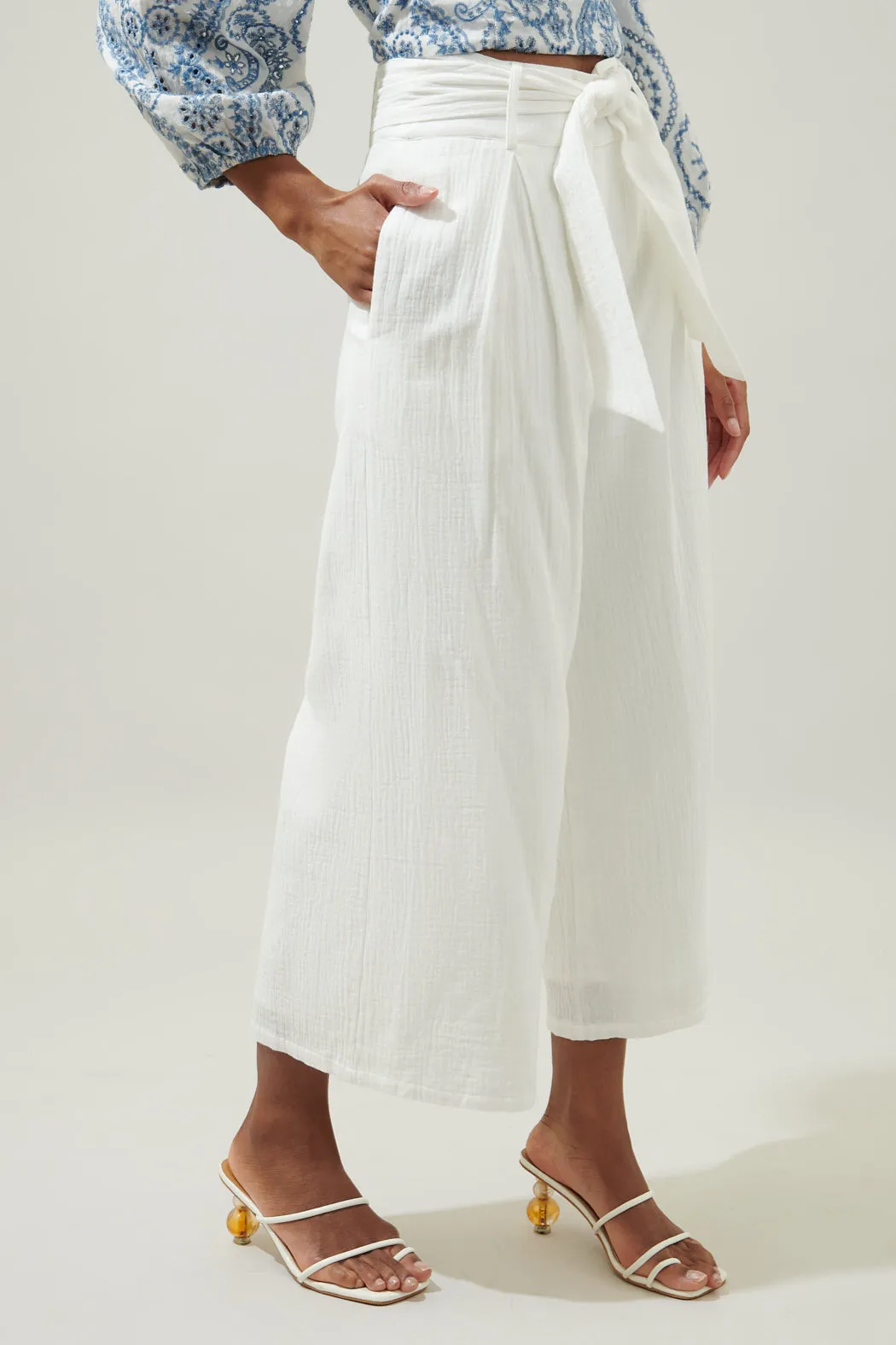 Tres Bien Cotton Wide Leg Pants