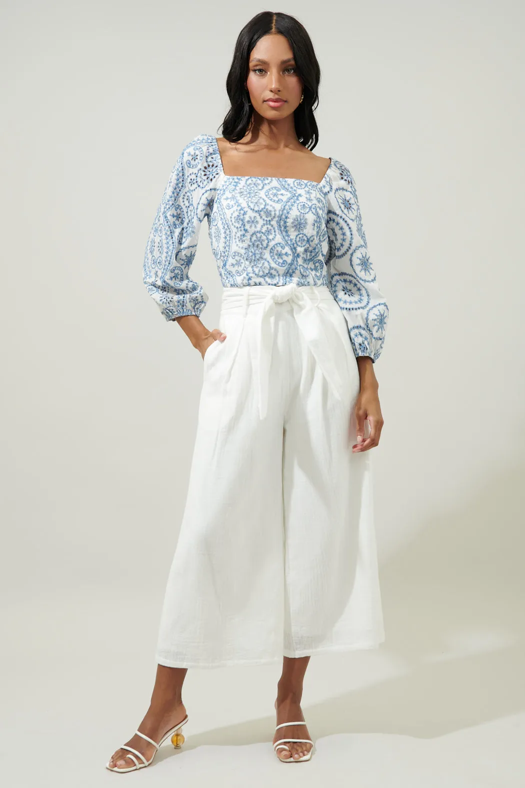 Tres Bien Cotton Wide Leg Pants