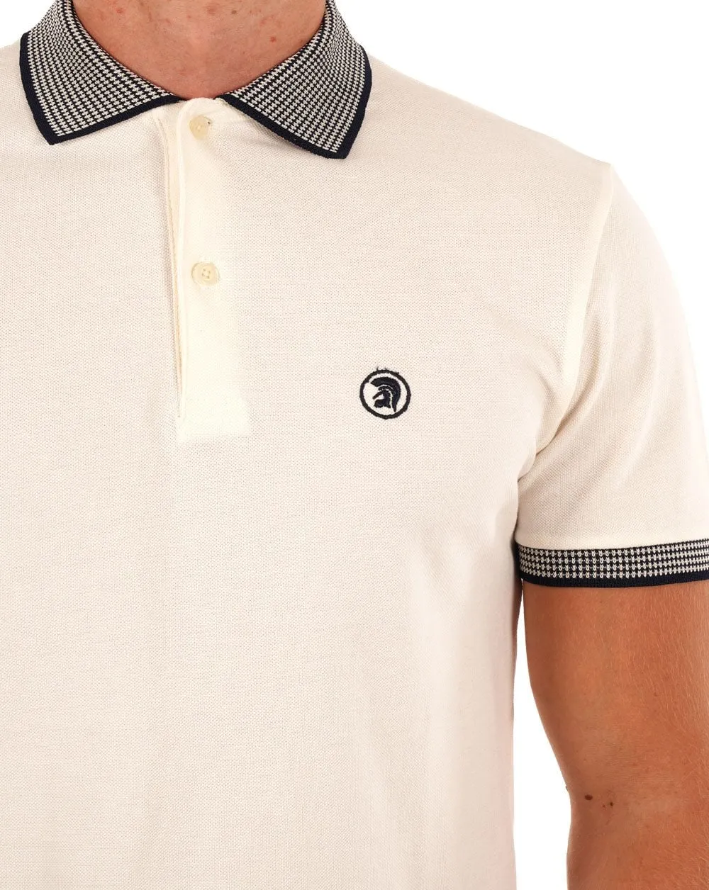 Trojan Dogtooth collar Polo Ecru