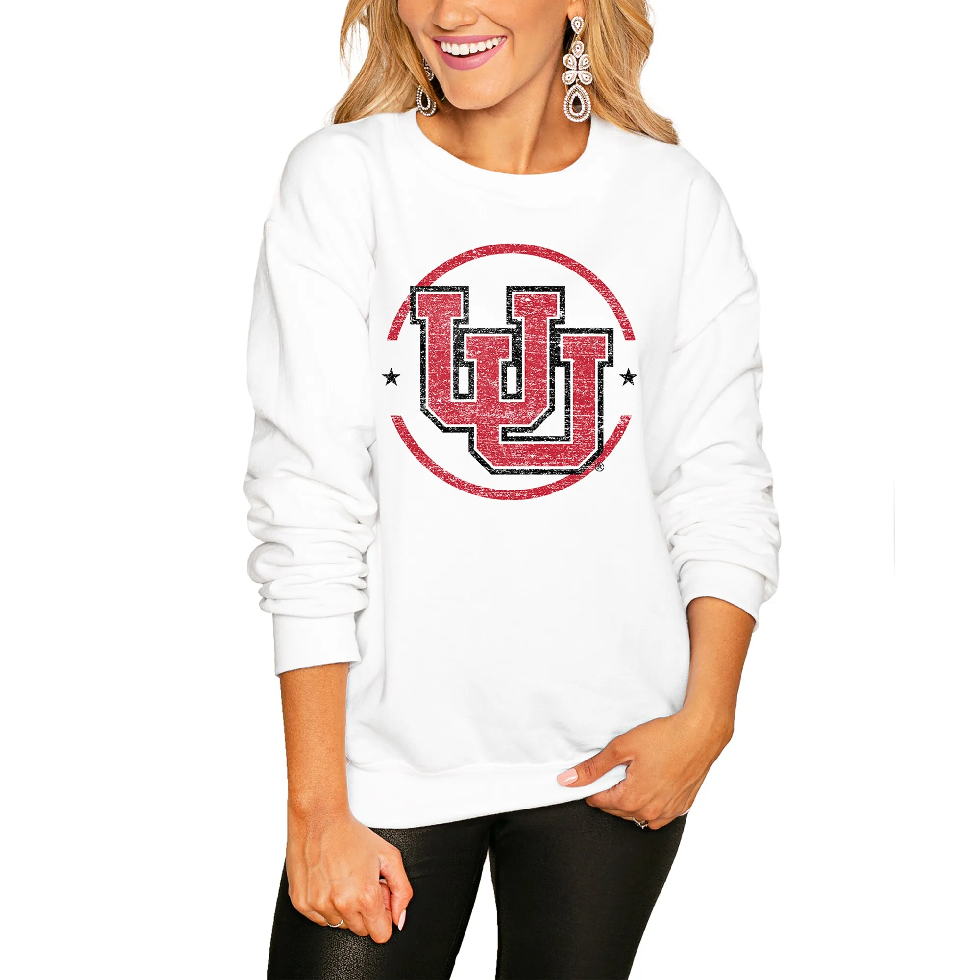 Utah Utes Women's White End Zone Pullover Sweatshirt