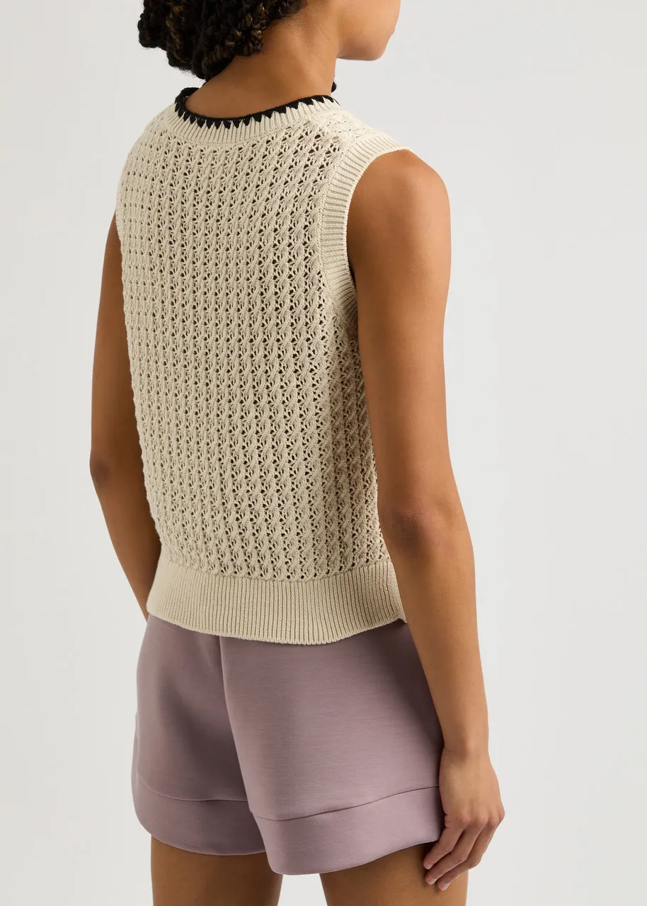 VARLEY Delaney open-knit cotton vest  -                         -                     -                