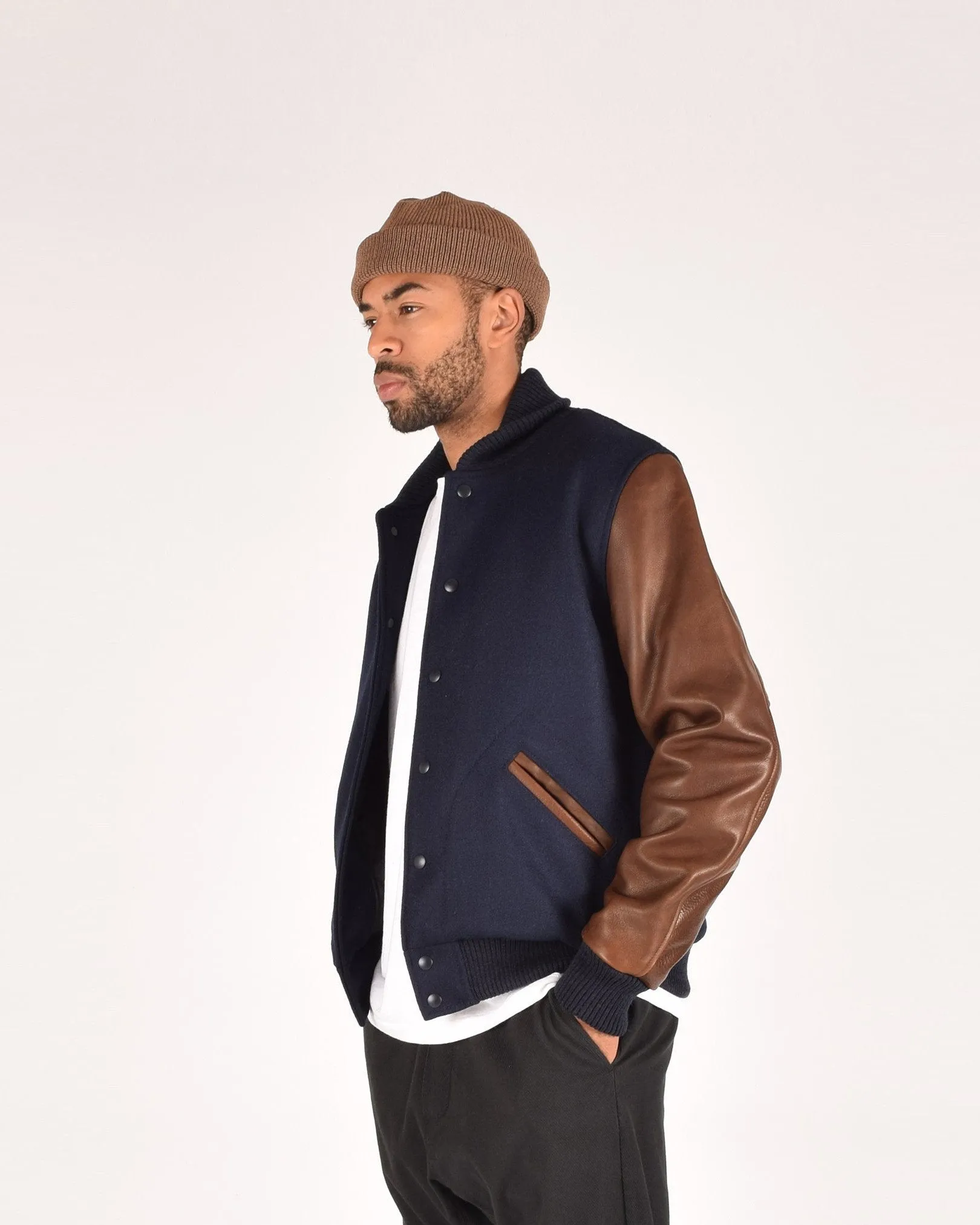 Varsity Jacket - Dark Navy / Luggage