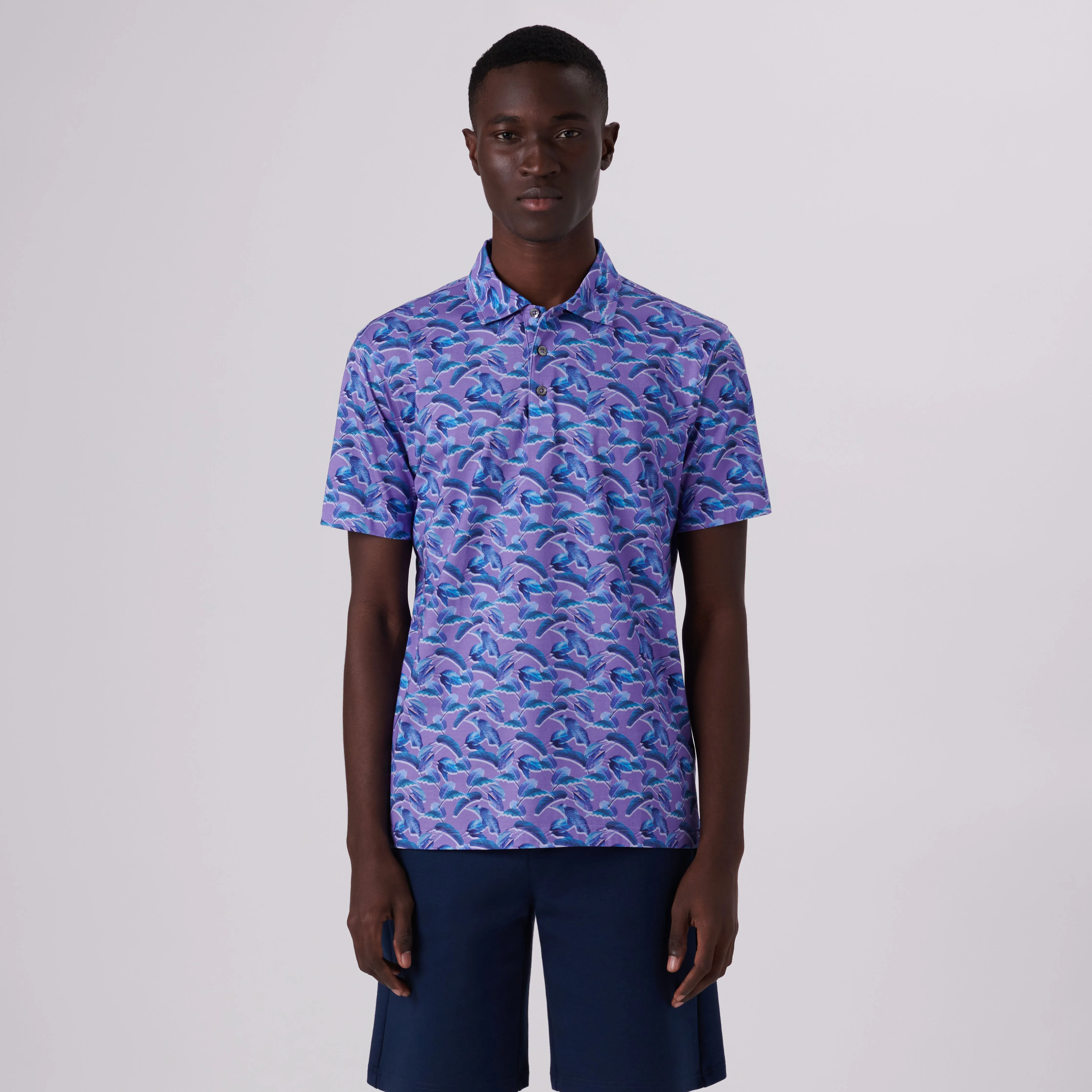 Victor Leaf Print OoohCotton Polo