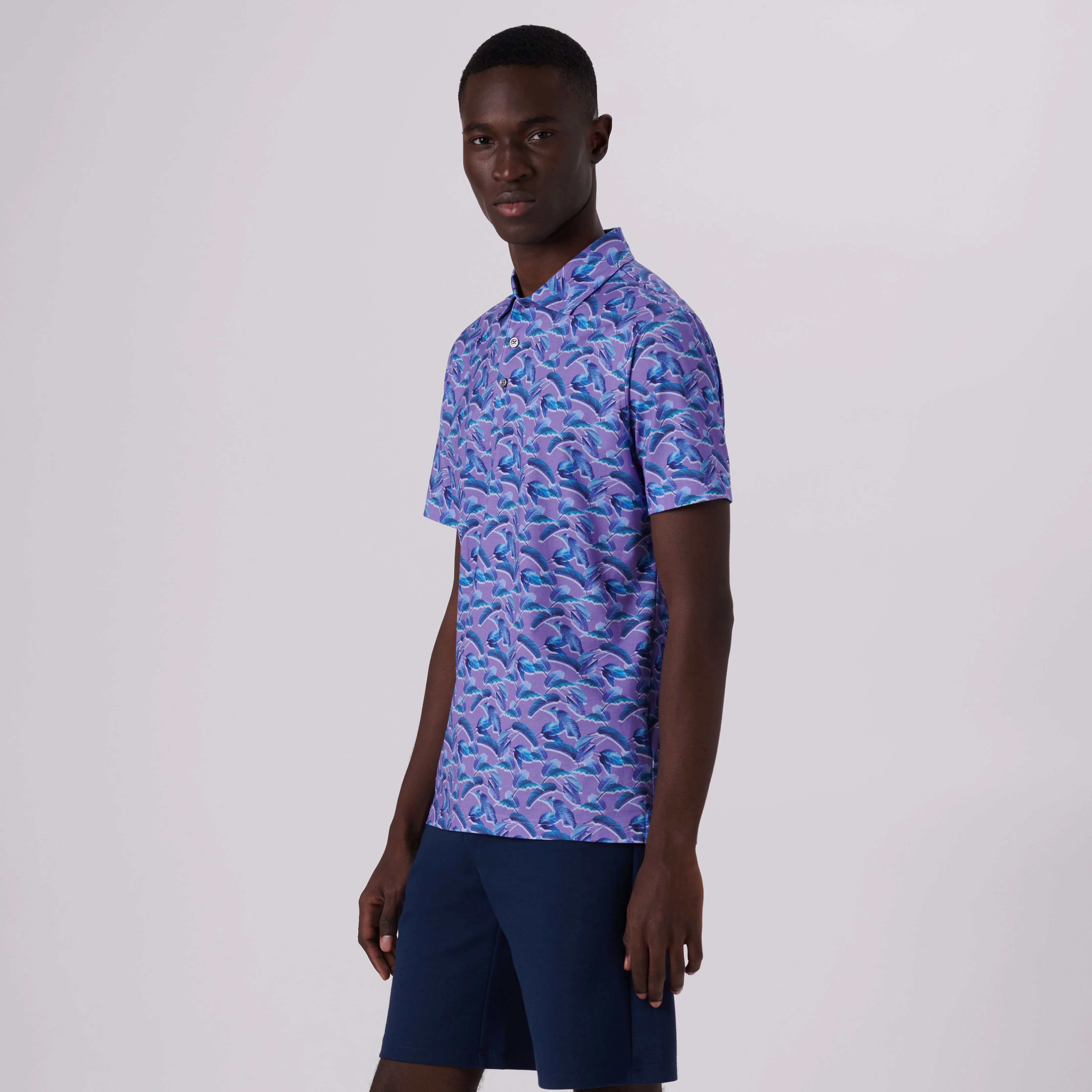 Victor Leaf Print OoohCotton Polo