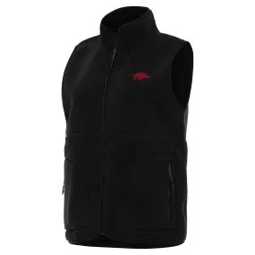 Women's Antigua  Black Arkansas Razorbacks Nostalgic Full-Zip Vest