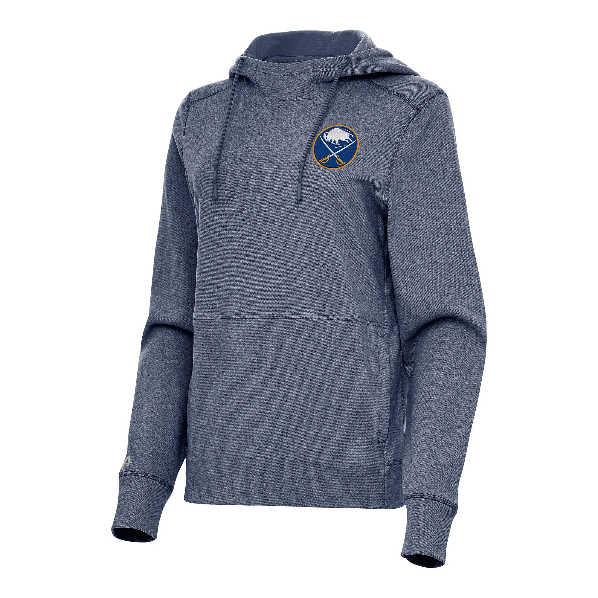 Women's Buffalo Sabres Antigua Heather Navy Justice Pullover Hoodie