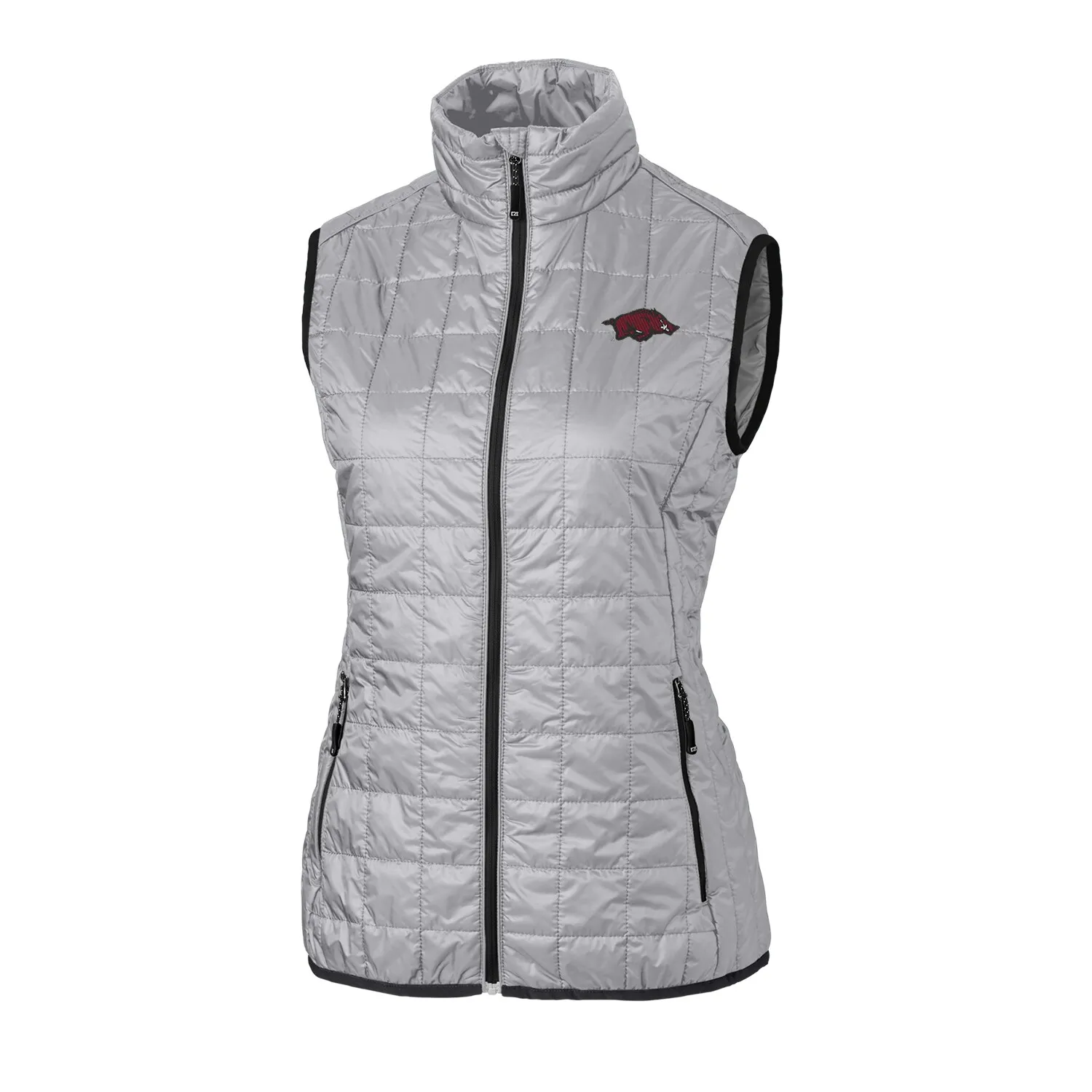 Women's Cutter & Buck Gray Arkansas Razorbacks Rainier PrimaLoft Eco Full-Zip Vest