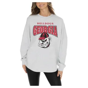 Women's Gameday Couture  Ash Georgia Bulldogs Relaxed Fit French Terry Pullover Sweatshirt