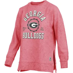 Women's Pressbox Red Georgia Bulldogs Sun Washed Bishop Pullover Sweatshirt